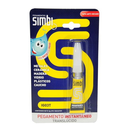 [PEG-SIM-1010100014] PEGA INSTANTANEA 3 GRS ( PEGA LOKA ) COD. 000013 REF. 1010100014 MARCA SIMBI