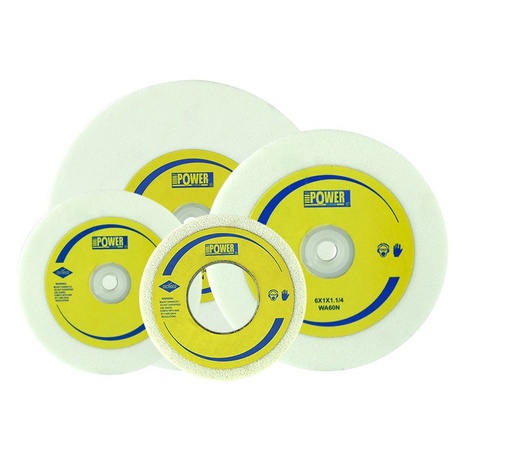 [PIE-POW-WA-60] PIEDRA RUEDAS RECTA P/ESMERIL EN OXIDO DE ALUMINIO BLANCO 8" X 1" X 1.1/4" A80 REF. 149/ WA-60 POWER