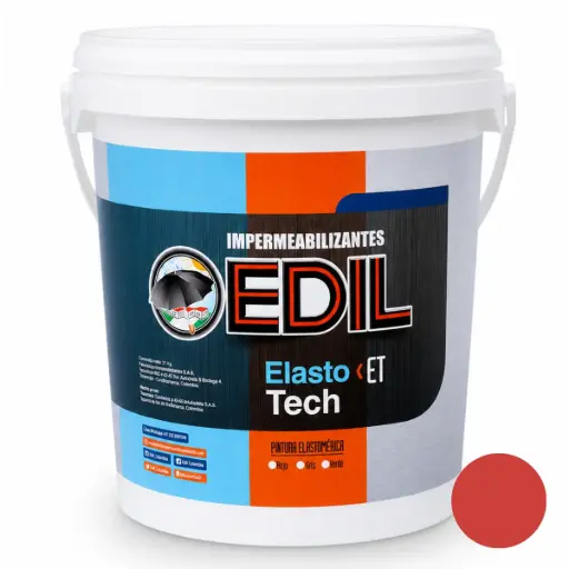 [PIN-EDI-35010503] PINTURA ELASTOMERICA ELASTOTECH PROTECCION P/MANTO ROJO CUÑETE 4,5 GL REF. 35010503 MARCA EDIL