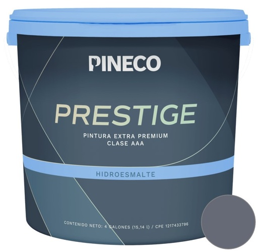 [PIN-PIN-HDR6203E1G] PINTURA HIDROESMALTE SATINADO PRESTIGE CLASE "A" COLOR GRIS META 1GL MARCA PINECO