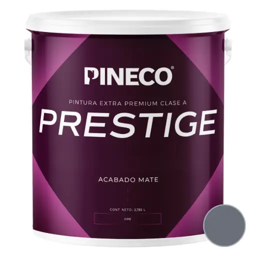 [PIN-PIN-PRS6201A1G] PINTURA DE CAUCHO MATE PRESTIGE INT. CLASE AAA 1 GL COLOR GRIS META REF. PRS6201A1G MARCA PINECO