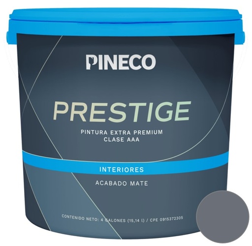 [PIN-PIN-PRS6201A1G] PINTURA DE CAUCHO MATE PRESTIGE INT. CLASE AAA 1 GL COLOR GRIS META REF. PRS6201A1G MARCA PINECO
