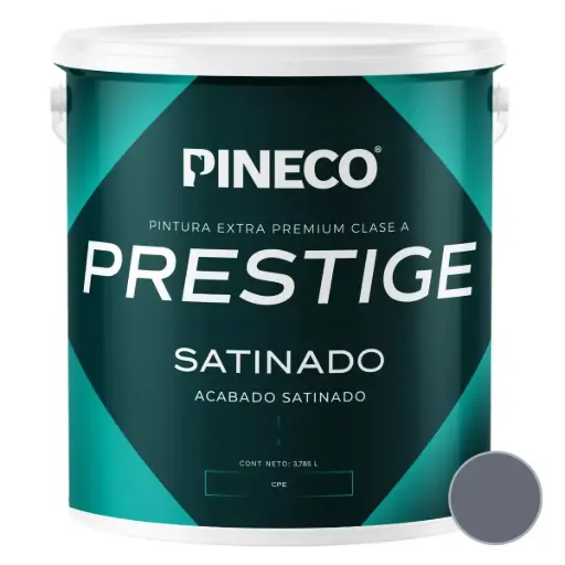 [PIN-PIN-PRS6202A2G] PINTURA DE CAUCHO SATINADO PRESTIGE CLASE "A" COLOR GRIS META 1 GL REF. PRS6202A2G MARCA PINECO