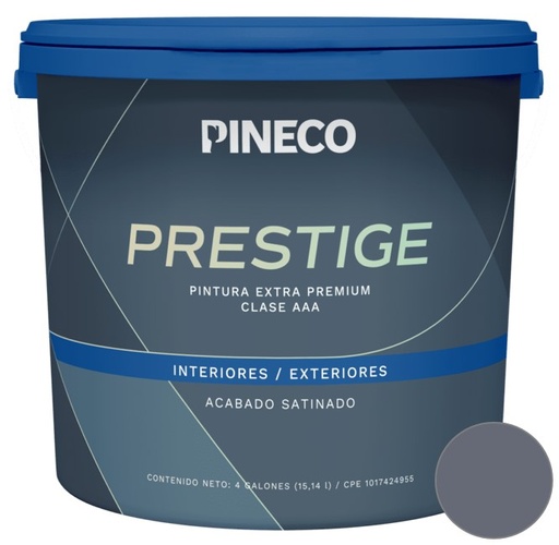 [PIN-PIN-PRS6202A2G] PINTURA DE CAUCHO SATINADO PRESTIGE CLASE "AAA" COLOR GRIS META 1 GL REF. PRS6202A2G MARCA PINECO
