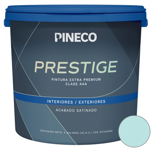 [PIN-PIN-PRS810.VERDE] PINTURA DE CAUCHO SATINADO PRESTIGE CLASE "A" COLOR VERDE VENEZIA 1 GL REF. PRS810 MARCA PINECO