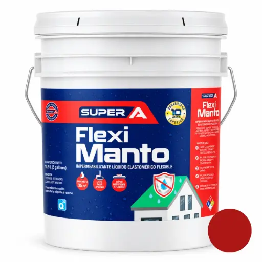 [PIN-SUP-1001015] PINTURA ELASTOMERICA IMPERMEABILIZANTE FLEXI MANTO CUÑETE 5 GL (18.92 L) ROJO MARCA SUPER A