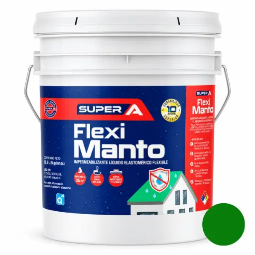 [PIN-SUP-1001016] PINTURA ELASTOMERICA IMPERMEABILIZANTE FLEXI MANTO CUÑETE 5 GL (18.92 L) VERDE MARCA SUPER A