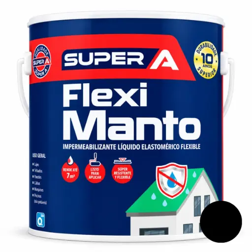 [PIN-SUP-1002013] PINTURA ELASTOMERICA IMPERMEABI. FLEXI MANTO GALON (3,78 L) NEGRO REF. 01400101002013 MARCA SUPER A