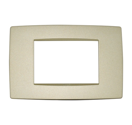 [PLA-VIM-09653.12] PLACA 3 MODULOS CENTRALES TECNOPOLIMERO NEVE COLOR CHAMPAN MATE REF-09653.12 MARCA VIMAR