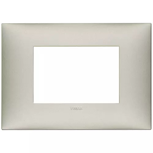 [PLA-VIM-09673.22] PLACA 3 MODULOS CENTRALES TECNOPOLIMERO SERIE NEVE UP COLOR NIQUEL MATE REF. 09673.22 MARCA VIMAR