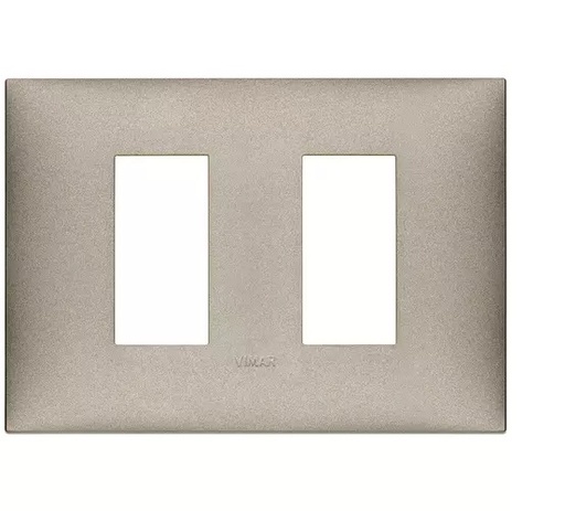[PLA-VIM-09679.23] PLACA 2 MODULOS LATERALES TECNOPOLIMERO SERIE NEVE UP COLOR TITANIO MATE REF. 09679.23 MARCA VIMAR