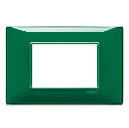 [PLA-VIM-14653.47] PLACA 3 MODULOS CENTRALES TECNOPOLIMERO PLANA COLOR REFLEX ESMERALDA REF-14653.47 MARCA VIMAR