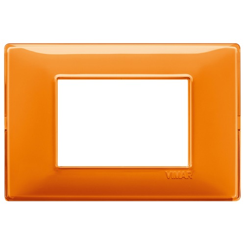 [PLA-VIM-14653.48] PLACA 3 MODULOS CENTRALES TECNOPOLIMERO PLANA COLOR REFLEX NARANJA REF-14653.48 MARCA VIMAR