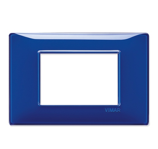 [PLA-VIM-14653.50] PLACA 3 MODULOS CENTRALES TECNOPOLIMERO PLANA COLOR REFLEX ZAFIRO REF-14653.50 MARCA VIMAR