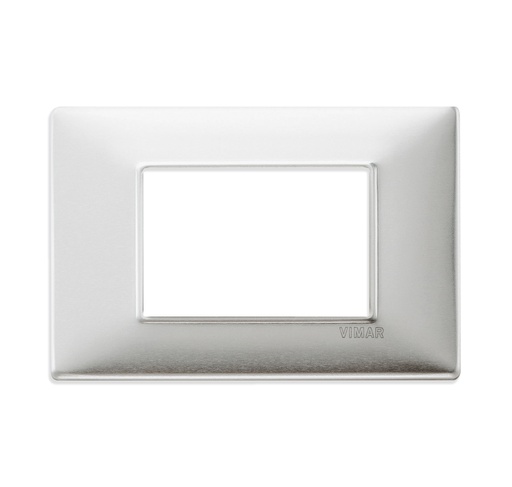 [PLA-VIM-14653.81] PLACA 3 MODULOS CENTRALES TECNOPOLIMERO PLANA COLOR ALUMINIO CEPILLADO REF-14653.81 MARCA VIMAR