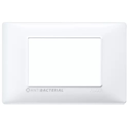 [PLA-VIM-14653.AB.01] PLACA 3 MODULOS CENTRAL TECNOPOLIMERO ANTIBACTERIAL BLANCO REF. 14653.AB.01 SERIE PLANA MARCA VIMAR