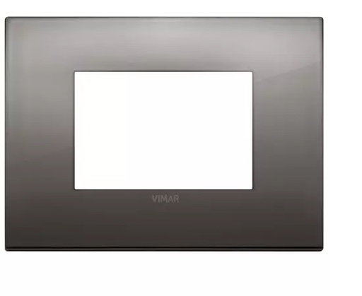[PLA-VIM-19653.09] PLACA 3 MODULOS CENTRALES CLASSIC METAL CROMO NEGRO SERIE ARKE REF. 19653.09 MARCA VIMAR