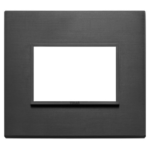 [PLA-VIM-21653.18] PLACA 3 MODULOS CENTRALES ALUMINIO NEGRO TOTAL SERIE EIKON EVO REF. 21653.18 MARCA VIMAR
