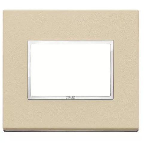 [PLA-VIM-21653.21] PLACA 3 MODULOS PIEL NATURAL COLOR CREMA SERIE EIKON REF. 21653.21 MARCA VIMAR