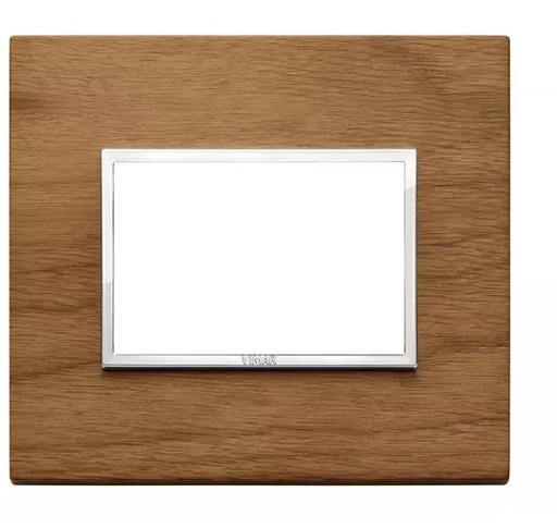 [PLA-VIM-21653.31] PLACA 3 MODULOS CENTRALES MADERA NOGAL ITALIANO SERIE EIKON EVO REF. 21653.31 MARCA VIMAR