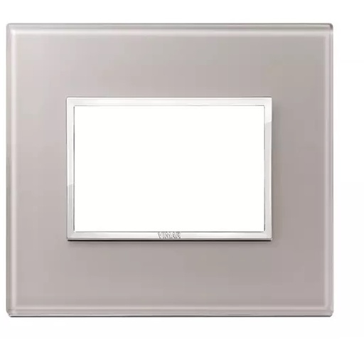 [PLA-VIM-21653.73] PLACA 3 MODULOS CRISTAL GRIS PERLA SERIE EIKON EVO REF. 21653.73 MARCA VIMAR