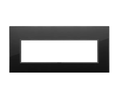 [PLA-VIM-21657.88] PLACA 7 MODULOS CENTRALES CRISTAL NEGRO TOTAL DIAMANTE SERIE EIKON REF. 21657.88 MARCA VIMAR