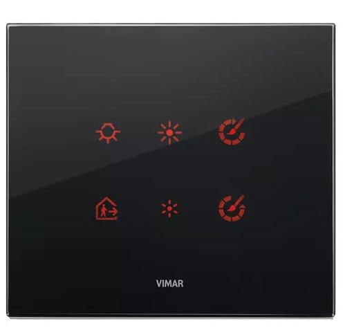 [PLA-VIM-21663.76] PLACA 3 MODULOS CENTRALES CRISTAL NEGRO DIAMANTE SERIE EIKON TACTIL REF. 21663.76 MARCA VIMAR