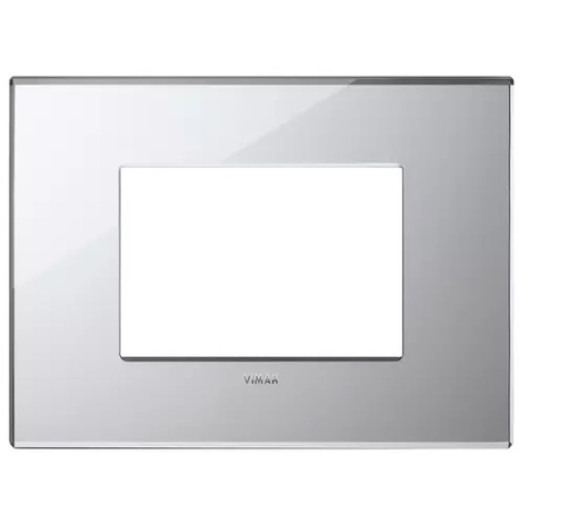 [PLA-VIM-22653.75] PLACA 3 MODULOS CENTRALES CRISTAL ESPEJO PLATA HIELO SERIE EIKON EXE REF. 22653.75 MARCA VIMAR