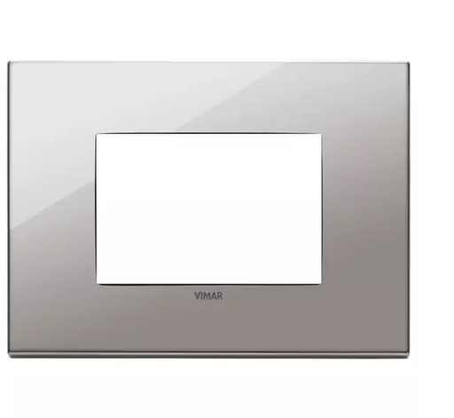 [PLA-VIM-22653.83] PLACA 3 MODULOS CENTRALES METAL CROMO NEGRO SERIE EIKON EXE REF. 22653.83 MARCA VIMAR