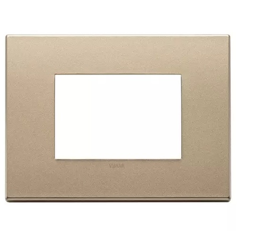 [PLA-VIM-22653.88] PLACA 3 MODULOS CENTRALES METAL ORO SATINADO SERIE EIKON EXE REF. 22653.88 MARCA VIMAR