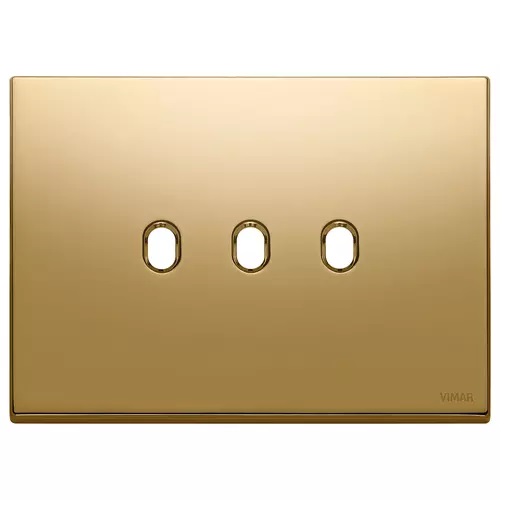 [PLA-VIM-22673.3.82] PLACA 3 MODULOS X 3 INT. COLOR ORO SERIE EIKON-EXE VINTAGE REF. 22673.3.82 MARCA VIMAR