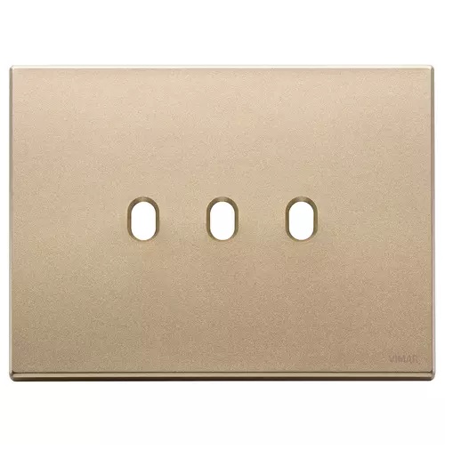 [PLA-VIM-22673.3.88] PLACA 3 MODULOS X 3 INT. COLOR ORO SATINADO SERIE EIKON-EXE VINTAGE REF. 22673.3.88 MARCA VIMAR