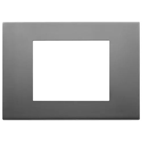 [PLA-VIM-30653.72] PLACA 3 MODULOS CENTRALES METAL COLOR ACERO SATIN SERIE LINEA REF. 30653.72 MARCA VIMAR