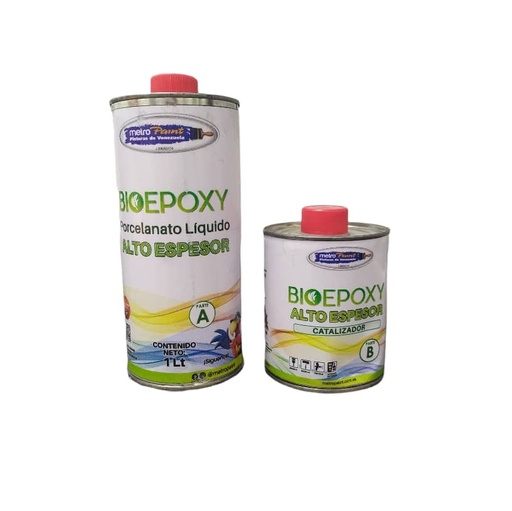 [POR-MET-465] PORCELANATO LIQUIDO BIOEPOXI (A) 1 LTR + CATALIZADOR (B) 1/2 LTR TRANSPARENTE REF.465 METRO PAINT