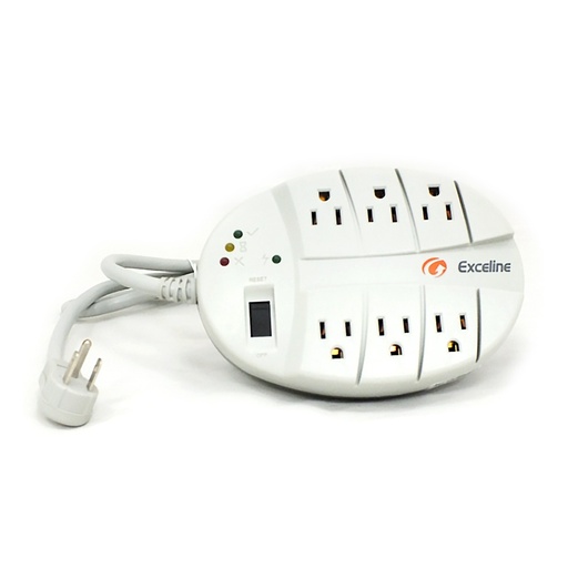 [PRO-EXC-GSM-MT120SE] PROTECTOR DE VOLTAJE 6 TOMAS C/ SUPRESOR DE PICOS C/ CABLE 1.5MTS REF. GSM-MT120SE / 001835 EXCELINE