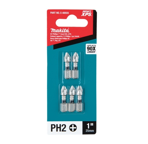 [PUN-MAK-E-00555] JUEGO DE PUNTA DE ESTRIA NRO. PH2 X 1" 5 PZAS REF. E-00555 / 554206 MARCA MAKITA