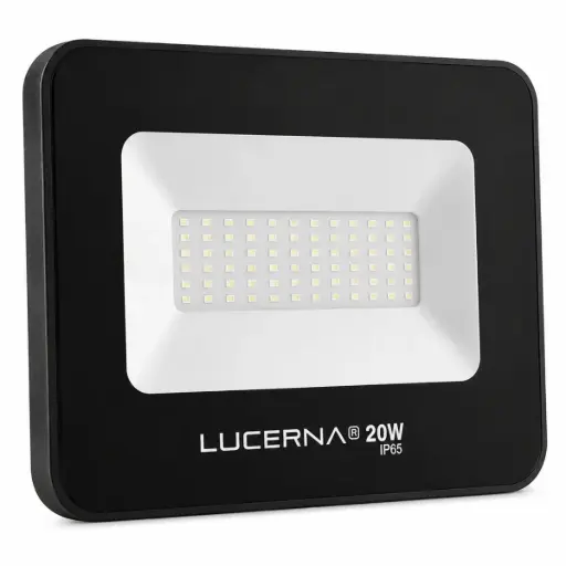 [REF-LUC-RP20C] REFLECTOR LED PLANO DE 20 W COLOR NEGRO 6000 K MULTV 100 - 265 V IP65 REF. RP20CV MARCA LUCERNA