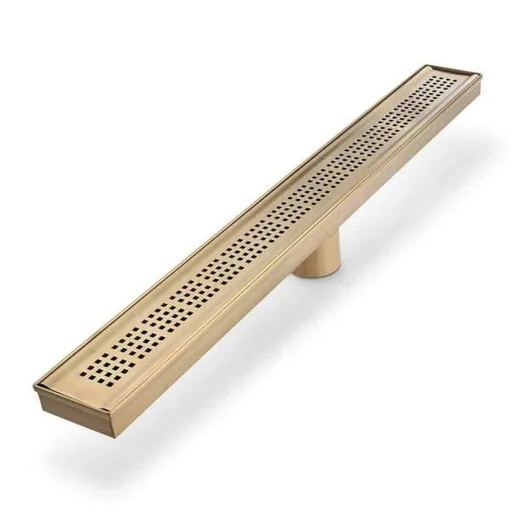 [REJ-QM-38.200.24.G] REJILLA RECTANGULAR / DESAGUE LINEAL 24" SERIE RIA COLOR GOLD / DORADO MARCA QUALITY METAL