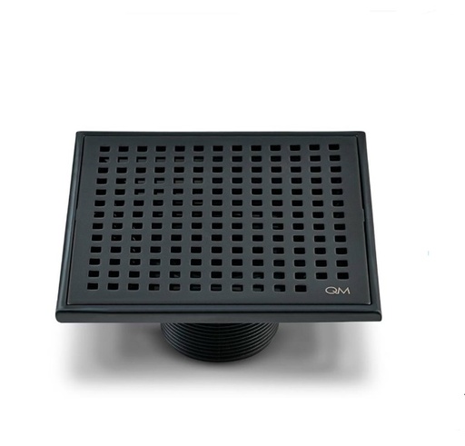 [REJ-QM-88.100.06-BK] REJILLA CUADRADA / DESAGUE 5.3/ 4" X 5.3/4" SERIE LAGOS LINEA MIRA COLOR BLACK QUALITY METAL