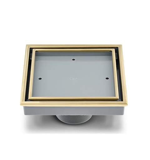 [REJ-QM-88.300.04-PS] REJILLA CUADRADA / DESAGUE CENTRAL SERIE VEIL 4" X 4" (INSERTO BALDOSA) COLOR PULISHED QUALITY