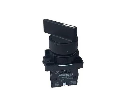 [SEL-AND-CON14183] SELECTOR DE CONTROL 2 POSICIONES 1 NO 10A-400V REF. CON14183/XB2-EJ21 MARCA ANDELI