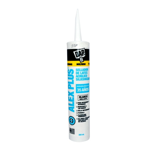 [SELL-DAP-BLA] SELLADOR/SILICON DE LATEX ACRILICO BLANCO MULTIUSO 300ML MARCA DAP ALEX PLUS