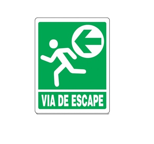 [SEN-SEV-EM-02] SEÑALES DE SEGURIDAD VIA DE ESCAPE (IZQUIERDA) 19,5 x 25 CM REF. EM-02 MARCA SEVEN