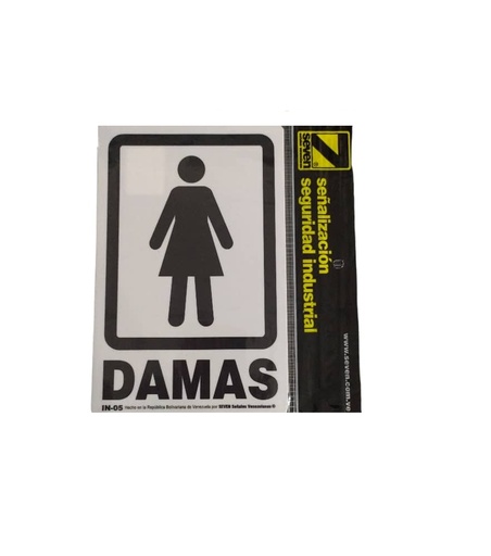 [SEN-SEV-IN-05] SEÑALES DE SEGURIDAD SANITARIOS DAMAS PEQUEÑO 12,5 CM X 19,5 CM REF. IN-05 MARCA SEVEN