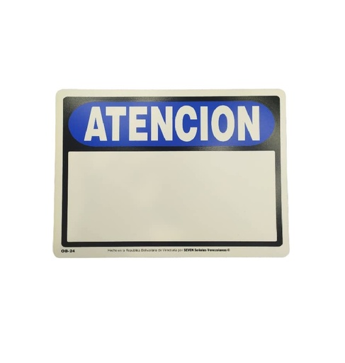 [SEN-SEV-OB-24] SEÑALES DE SEGURIDAD ATENCION 19,5 x 25 CM REF. OB-24 MARCA SEVEN