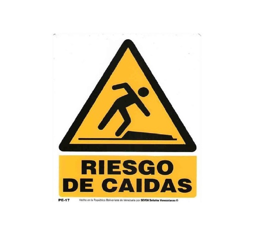[SEN-SEV-PE-17] SEÑALES DE SEGURIDAD RIESGO DE CAIDA 19,5 x 25 CM REF. PE-17 MARCA SEVEN
