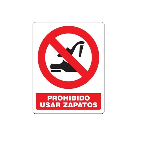 [SEN-SEV-PR-08] SEÑALES DE SEGURIDAD PROHIBIDO USAR ZAPATOS 19,5 CM X 25 CM REF. PR-08 MARCA SEVEN