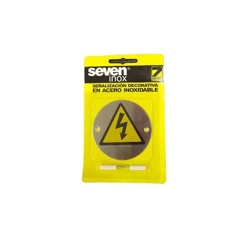 [SEN-SEV-SIX0808RPE01] SEÑALES DE SEGURIDAD RIESGO ELECTRICO EN ACERO INOX. 8 CM X 8 CM REF. SIX0808RPE01 MARCA SEVEN