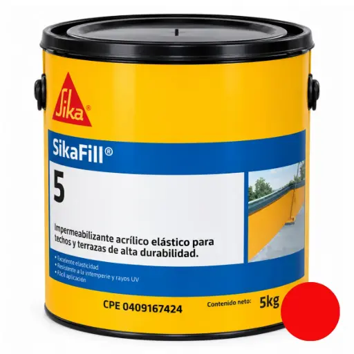 [SIK-SIK-623050] SIKAFILL 5 ROJO PINTURA IMPERMEABILIZANTE AL FRIO / ELASTOMERICO 01 GALON 5 KG REF 623050 MARCA SIKA