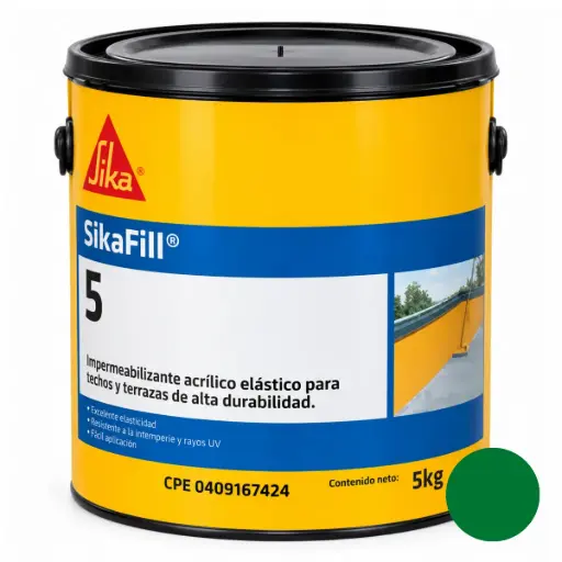 [SIK-SIK-623150] SIKAFILL 5 VERDE PINTURA IMPERMEABILIZANTE AL FRIO/ ELASTOMERICO 01 GALON 5 KG REF.623150 MARCA SIKA